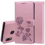 Rose Embossed Horizontal Flip PU Leather Case for Galaxy A30 / A20, with Holder & Card Slots & Wallet (Rose Gold)
