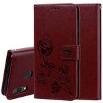 Rose Embossed Horizontal Flip PU Leather Case for Galaxy A30 / A20, with Holder & Card Slots & Wallet (Brown)