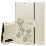 Rose Embossed Horizontal Flip PU Leather Case for Galaxy A70, with Holder & Card Slots & Wallet (Gold)