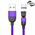 2m 3A Output USB to USB-C / Type-C 540 Degree Rotating Magnetic Data Sync Charging Cable (Purple)
