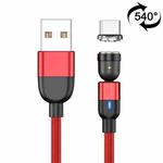 2m 3A Output USB to USB-C / Type-C 540 Degree Rotating Magnetic Data Sync Charging Cable (Red)