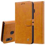 Business Style Oil Wax Texture Horizontal Flip Leather Case for Galaxy A30, with Holder & Card Slots & Wallet(Brown)