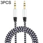 3 PCS K10 3.5mm Male to Male Nylon Braided Audio Cable, Length: 1m(Silver)