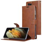 For Samsung Galaxy S21+ 5G GOOSPERY BLUE MOON Crazy Horse Texture Horizontal Flip Leather Case With Bracket & Card Slot & Wallet(Brown)