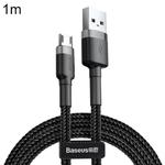 Baseus  1m 2.4A USB to Micro USB Cafule Double-sided Insertion Braided Cord Data Sync Charging Cable (Grey Black)