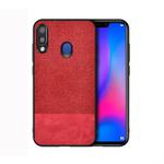 Shockproof Splicing PU + Cloth Protective Case for Galaxy M20 (Red)