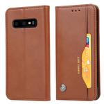 Knead Skin Texture Horizontal Flip Leather Case for Galaxy S10e, with Photo Frame & Holder & Card Slots & Wallet (Brown)