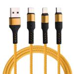 Micro USB / 8 Pin / Type-C to USB High Speed Weave Charging Cable(Yellow)