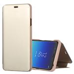 Mirror Clear View Horizontal Flip PU Leather Case for Galaxy A9 Star , with Holder(Gold)