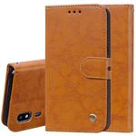 Business Style Oil Wax Texture Horizontal Flip Leather Case for Galaxy A2 Core, with Holder & Card Slots & Wallet (Brown)
