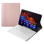 A970B Detachable Bluetooth Keyboard Ultrathin Horizontal Flip Leather Tablet Case with Pen Slot for Samsung Galaxy Tab S7 FE T730 / T736 / S7+ T970 / T975 / T976(Rose Gold)