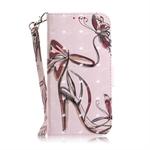 Butterfly High-heeled Shoes Pattern 3D Coloured Drawing Horizontal Flip Leather Case for Galaxy A70, with Holder & Card Slots & Wallet