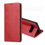 Dermis Texture PU Horizontal Flip Leather Case for Galaxy S10, with Holder & Card Slots & Wallet(Red)