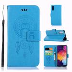 Wind Chime Owl Embossing Pattern Horizontal Flip Leather Case for Galaxy A70, with Holder & Card Slots & Wallet (Blue)