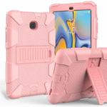 Shockproof Two-color Silicone Protection Shell for Galaxy Tab A 8.0 (2018) T387, with Holder (Rose Gold)