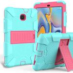 Shockproof Two-color Silicone Protection Shell for Galaxy Tab A 8.0 (2018) T387, with Holder (Mint Green+Rose Red)