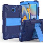 Shockproof Two-color Silicone Protection Shell for Galaxy Tab A 8.0 (2018) T387, with Holder (Black+Blue)