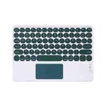250C 10 inch Universal Tablet Round Keycap Wireless Bluetooth Keyboard with Touch Panel (Dark Green)