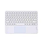 250C 10 inch Universal Tablet Round Keycap Wireless Bluetooth Keyboard with Touch Panel (White)