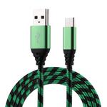 1m USB to USB-C / Type-C Nylon Weave Style Data Sync Charging Cable(Green)