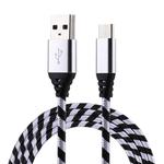 1m USB to USB-C / Type-C Nylon Weave Style Data Sync Charging Cable(Silver)