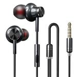 F2 1.2m Wired In Ear 3.5mm Interface Metal HiFi Noise Cancelling Earphones with Mic(Grey)
