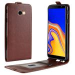 Business Style Vertical Flip TPU Leather Case for Galaxy J4+, with Card Slot (Brown)