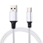 1m 2A Output USB to USB-C / Type-C Nylon Weave Style Data Sync Charging Cable(White)