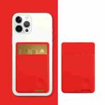 Universal Phone Back Sticker Wallet Card Slots Silicone Pouch Case for iPhone 13 / 12 / 11, Samsung, Huawei, Xiaomi and Other Smarphones(Red)