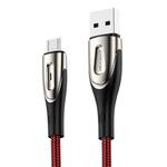 JOYROOM S-M411 Sharp Series 3A Micro USB Interface Charging + Transmission Nylon Braided Data Cable with Drop-shaped Indicator Light, Cable Length: 2m (Red)