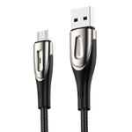 JOYROOM S-M411 Sharp Series 3A Micro USB Interface Charging + Transmission Nylon Braided Data Cable with Drop-shaped Indicator Light, Cable Length: 1.2m(Black)
