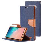 GOOSPERY CANVAS DIARY Canvas Texture Horizontal Flip PU Leather Case for Galaxy S10, with Holder & Card Slots & Wallet (Navy Blue)