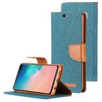 GOOSPERY CANVAS DIARY Canvas Texture Horizontal Flip PU Leather Case for Galaxy S10 Plus, with Holder & Card Slots & Wallet (Green)