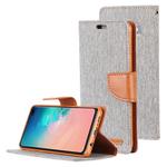 GOOSPERY CANVAS DIARY Canvas Texture Horizontal Flip PU Leather Case for Galaxy S10 Plus, with Holder & Card Slots & Wallet (Grey)