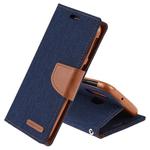GOOSPERY CANVAS DIARY Canvas Texture Horizontal Flip PU Leather Case for Galaxy A40, with Holder & Card Slots & Wallet(Dark Blue)