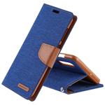 GOOSPERY CANVAS DIARY Canvas Texture Horizontal Flip PU Leather Case for Galaxy A50, with Holder & Card Slots & Wallet (Blue)