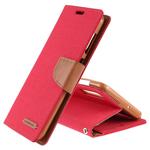 GOOSPERY CANVAS DIARY Canvas Texture Horizontal Flip PU Leather Case for Galaxy A50, with Holder & Card Slots & Wallet (Red)