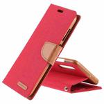 GOOSPERY CANVAS DIARY Canvas Texture Horizontal Flip PU Leather Case for Galaxy A70, with Holder & Card Slots & Wallet (Red)