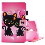 For Galaxy Tab A 8.0  / T380 & T385 Two Cats Pattern Horizontal Flip Leather Case with Holder & Card Slots