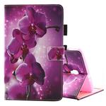 For Galaxy Tab A 8.0  / T380 & T385 Purple Orchid Pattern Horizontal Flip Leather Case with Holder & Card Slots
