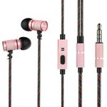 awei ES-660i TPE Weave In-ear Wire Control Earphone with Mic, For iPhone, iPad, Galaxy, Huawei, Xiaomi, LG, HTC and Other Smartphones(Rose Gold)