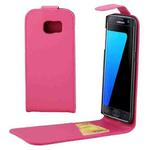 For Galaxy S7 Edge / G935 Plain Texture Vertical Flip Leather Case Waist Bag with Magnetic Buckle & Card Slot(Magenta)