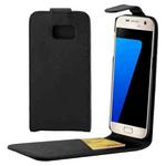 For Galaxy S7 / G930 Plain Texture Vertical Flip Leather Case Waist Bag with Magnetic Buckle & Card Slot(Black)