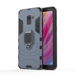PC + TPU Shockproof Protective Case with Magnetic Ring Holder for Galaxy A8+ (2018)(Navy Blue)