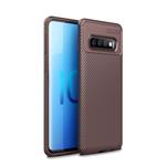 Carbon Fiber Texture Shockproof TPU Case for Galaxy S10 5G (Brown)