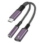 2 in 1 USB-C / Type-C Male to PD 60W USB-C / Type-C Charging + 3.5mm Audio Female Earphone Adapter (Purple)