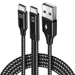 A02-CU Type-C / USB-C to Type-C / USB-C + USB OTG Nylon Braid Charging Cable, Length: 1.5m+1.2m