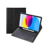 For iPad 10th Gen 10.9 2022 YA10B Lambskin Texture Bluetooth Keyboard Leather Tablet Case with Pen Slot(Black)