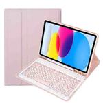 For iPad 10th Gen 10.9 2022 YA10B Lambskin Texture Bluetooth Keyboard Leather Tablet Case with Pen Slot (Pink)