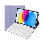 For iPad 10th Gen 10.9 2022 YA10B Lambskin Texture Bluetooth Keyboard Leather Tablet Case with Pen Slot (Purple)